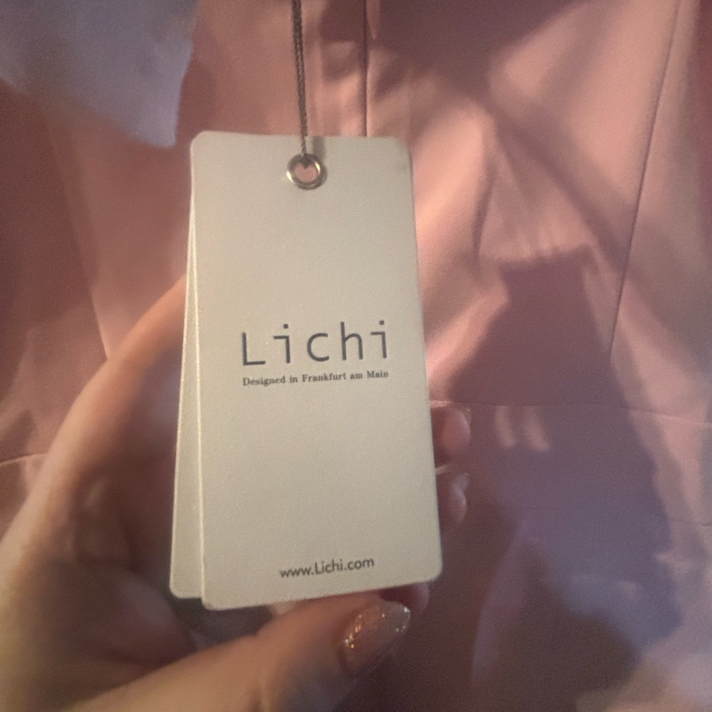 NWT Pink Lichi Thin Strap Front-Slit Mini Dress Ballet Pink Going out Spring - Picture 4 of 10